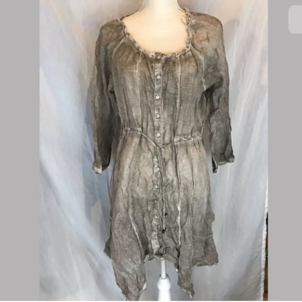 Dolcezza sheer ruffle trim beach coverup dress M